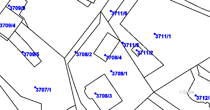 Parcela st. 3708/4 v KÚ Znojmo-město, Katastrální mapa