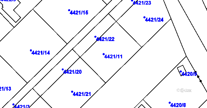 Parcela st. 4421/11 v KÚ Znojmo-město, Katastrální mapa