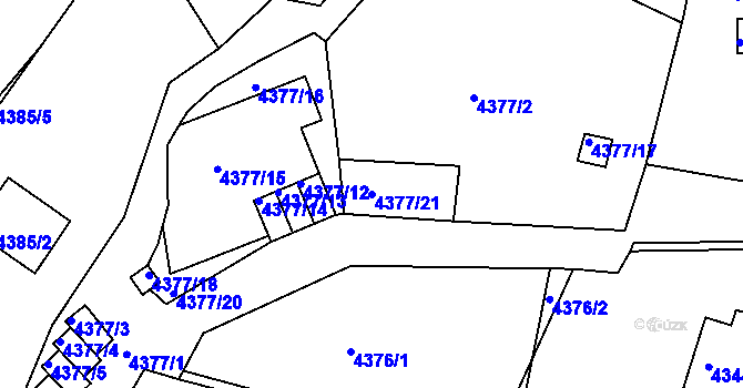 Parcela st. 4377/21 v KÚ Znojmo-město, Katastrální mapa