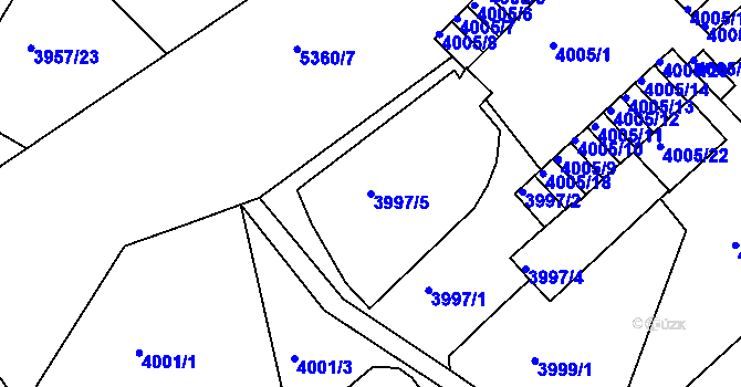 Parcela st. 3997/5 v KÚ Znojmo-město, Katastrální mapa