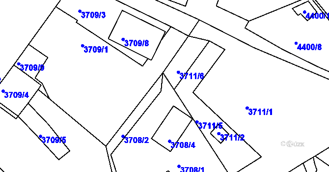 Parcela st. 3708/5 v KÚ Znojmo-město, Katastrální mapa