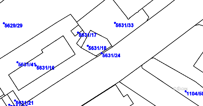 Parcela st. 5631/24 v KÚ Znojmo-město, Katastrální mapa