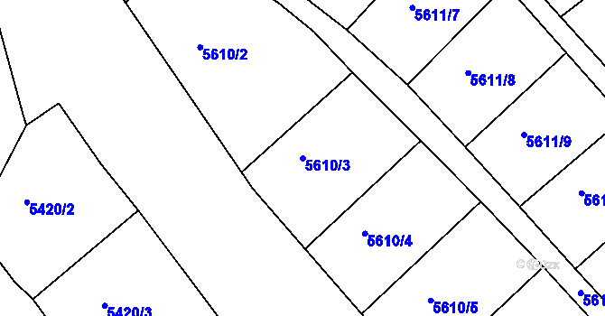 Parcela st. 5610/3 v KÚ Znojmo-město, Katastrální mapa