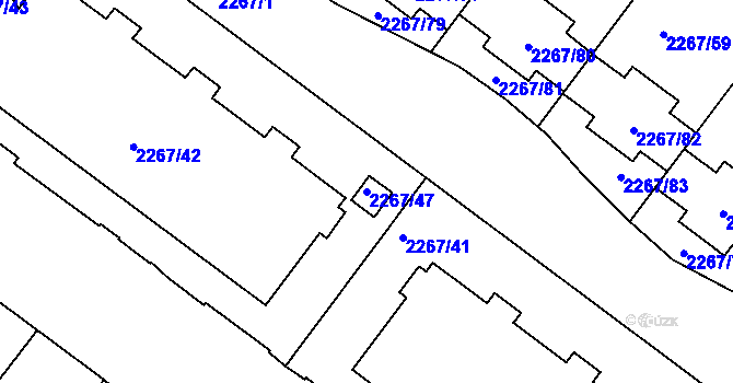 Parcela st. 2267/47 v KÚ Znojmo-město, Katastrální mapa