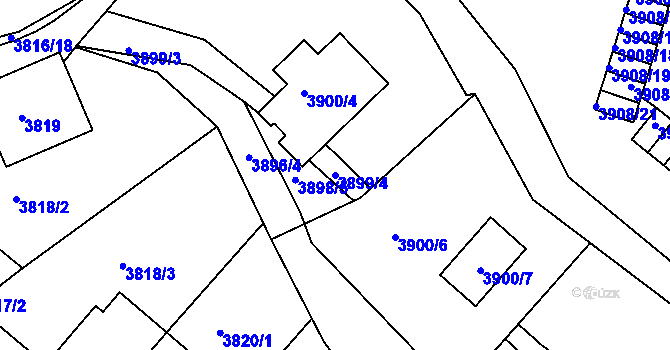 Parcela st. 3899/4 v KÚ Znojmo-město, Katastrální mapa