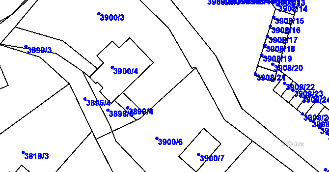 Parcela st. 3900/5 v KÚ Znojmo-město, Katastrální mapa