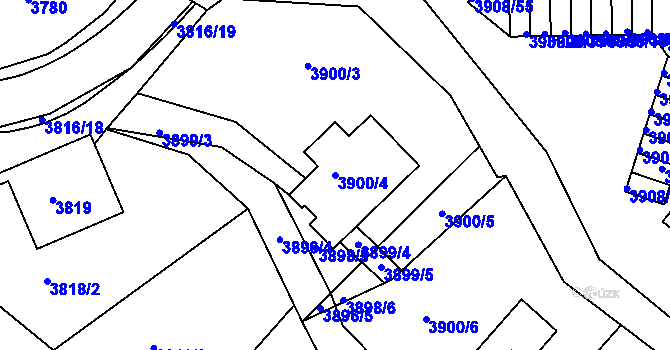 Parcela st. 3900/4 v KÚ Znojmo-město, Katastrální mapa