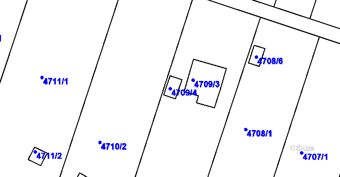 Parcela st. 4709/4 v KÚ Znojmo-město, Katastrální mapa