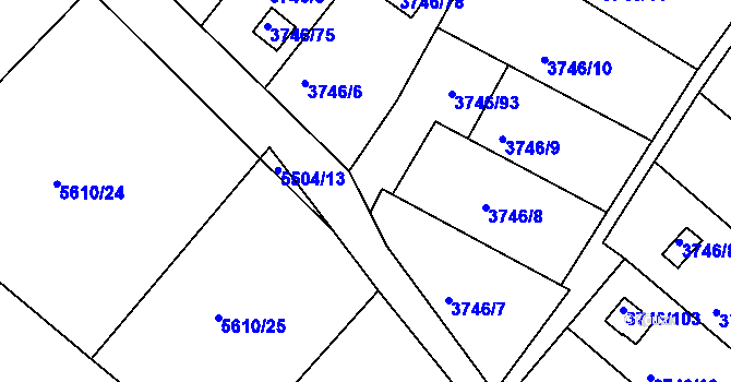 Parcela st. 3746/87 v KÚ Znojmo-město, Katastrální mapa