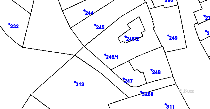 Parcela st. 246/1 v KÚ Znojmo-město, Katastrální mapa