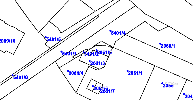 Parcela st. 2061/5 v KÚ Znojmo-město, Katastrální mapa
