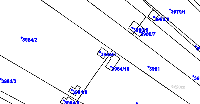 Parcela st. 3983/3 v KÚ Znojmo-město, Katastrální mapa