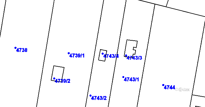 Parcela st. 4743/4 v KÚ Znojmo-město, Katastrální mapa
