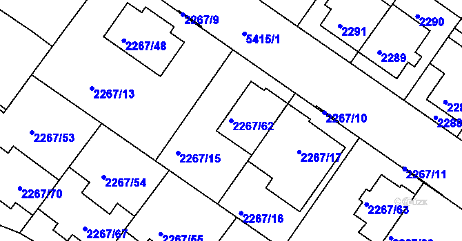 Parcela st. 2267/62 v KÚ Znojmo-město, Katastrální mapa