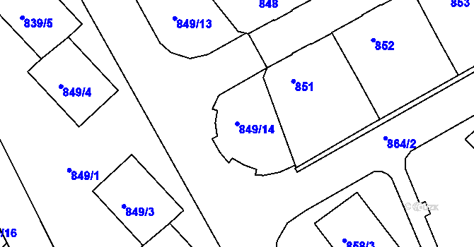 Parcela st. 849/14 v KÚ Znojmo-město, Katastrální mapa