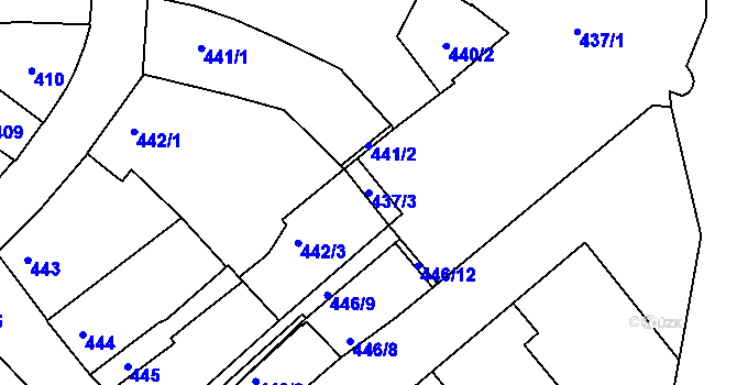 Parcela st. 437/3 v KÚ Znojmo-město, Katastrální mapa