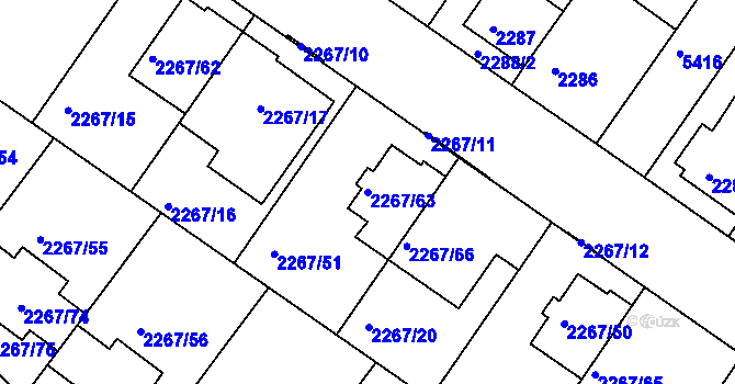 Parcela st. 2267/63 v KÚ Znojmo-město, Katastrální mapa
