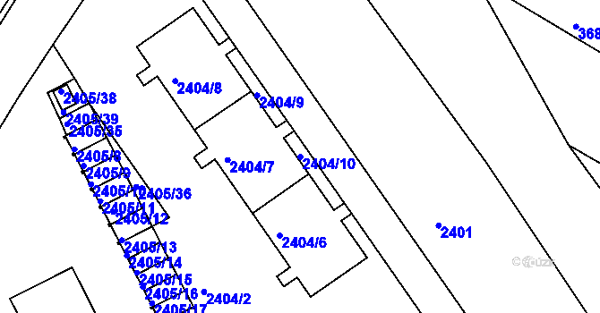 Parcela st. 2404/10 v KÚ Znojmo-město, Katastrální mapa