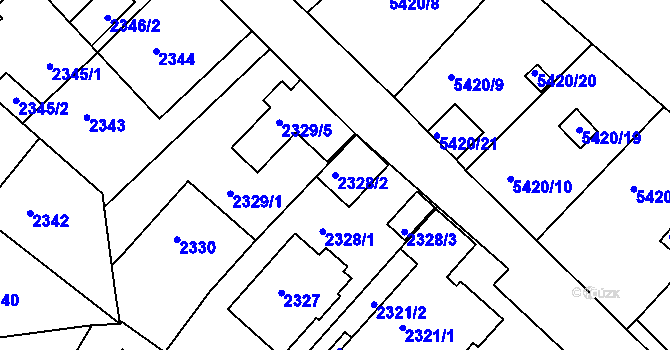 Parcela st. 2328/2 v KÚ Znojmo-město, Katastrální mapa