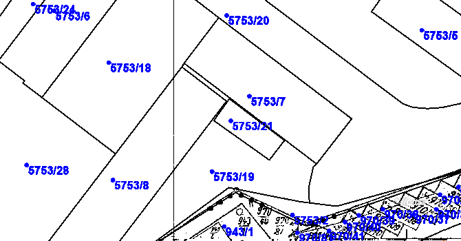 Parcela st. 5753/21 v KÚ Znojmo-město, Katastrální mapa
