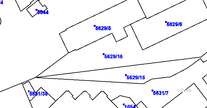 Parcela st. 5629/16 v KÚ Znojmo-město, Katastrální mapa