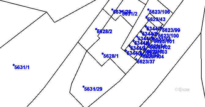 Parcela st. 5628/1 v KÚ Znojmo-město, Katastrální mapa