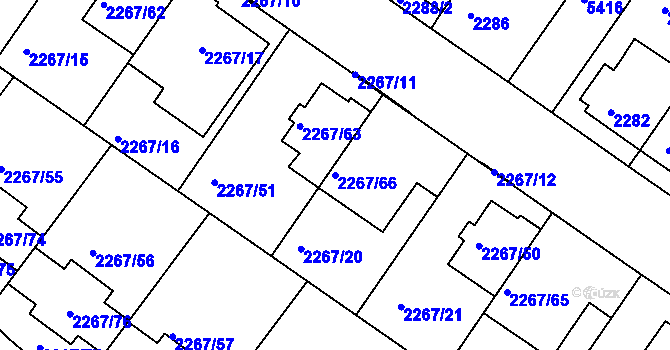Parcela st. 2267/66 v KÚ Znojmo-město, Katastrální mapa
