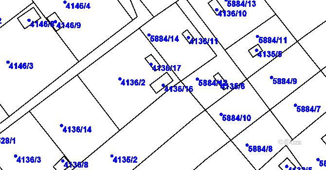 Parcela st. 4136/16 v KÚ Znojmo-město, Katastrální mapa