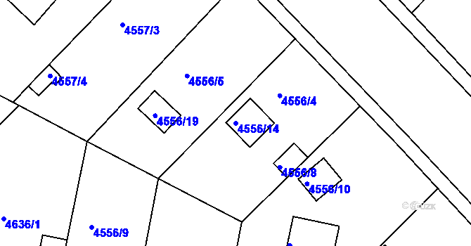 Parcela st. 4556/14 v KÚ Znojmo-město, Katastrální mapa