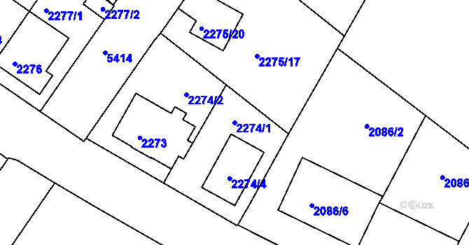 Parcela st. 2274/1 v KÚ Znojmo-město, Katastrální mapa