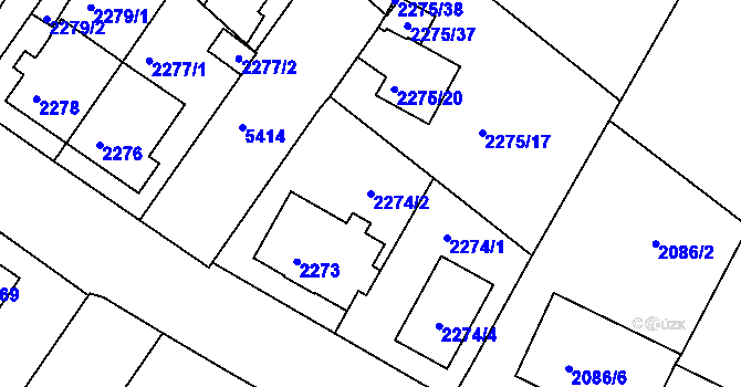 Parcela st. 2274/2 v KÚ Znojmo-město, Katastrální mapa