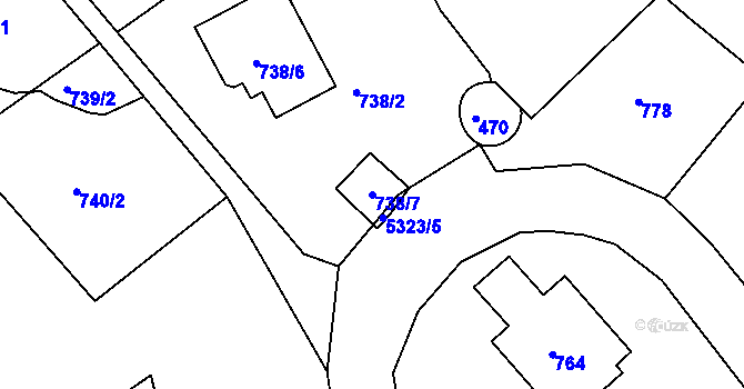 Parcela st. 738/7 v KÚ Znojmo-město, Katastrální mapa