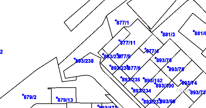 Parcela st. 893/237 v KÚ Znojmo-město, Katastrální mapa