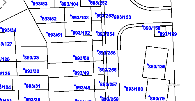 Parcela st. 893/255 v KÚ Znojmo-město, Katastrální mapa