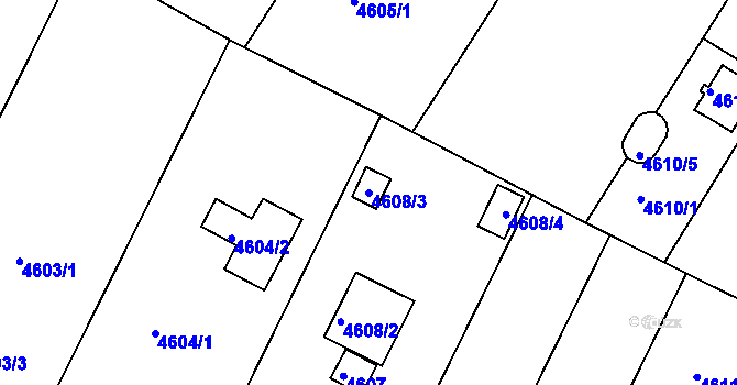 Parcela st. 4608/3 v KÚ Znojmo-město, Katastrální mapa
