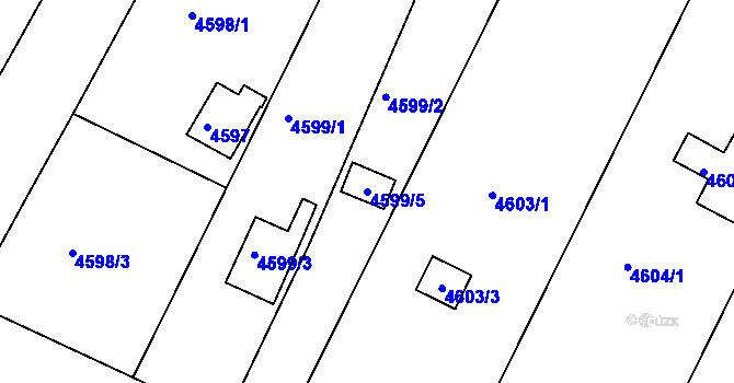 Parcela st. 4599/5 v KÚ Znojmo-město, Katastrální mapa