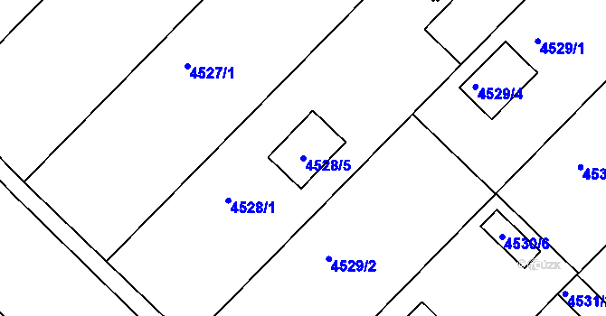 Parcela st. 4528/5 v KÚ Znojmo-město, Katastrální mapa