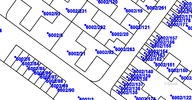 Parcela st. 6002/92 v KÚ Znojmo-město, Katastrální mapa