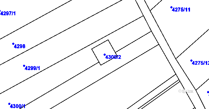 Parcela st. 4300/2 v KÚ Znojmo-město, Katastrální mapa