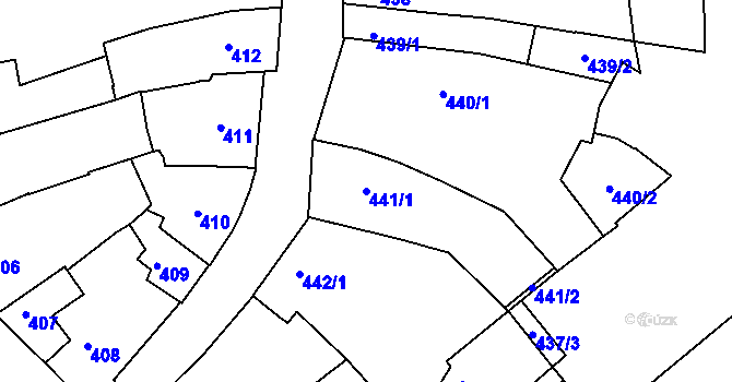 Parcela st. 441/1 v KÚ Znojmo-město, Katastrální mapa