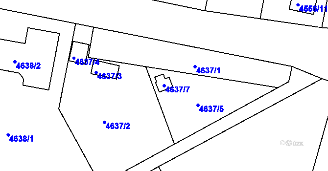 Parcela st. 4637/7 v KÚ Znojmo-město, Katastrální mapa