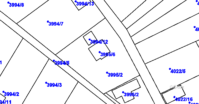Parcela st. 3995/6 v KÚ Znojmo-město, Katastrální mapa