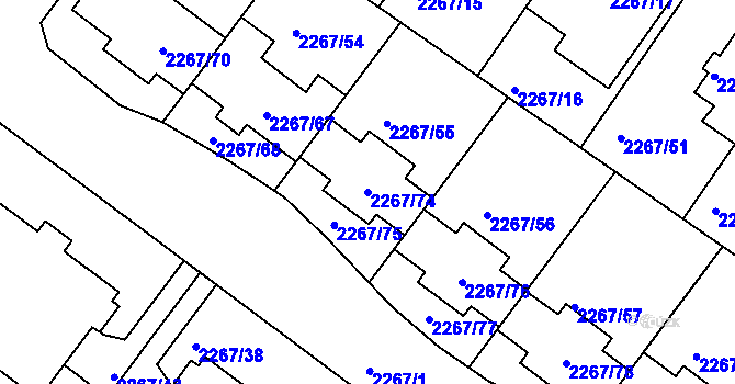 Parcela st. 2267/74 v KÚ Znojmo-město, Katastrální mapa