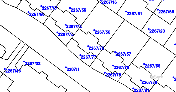 Parcela st. 2267/76 v KÚ Znojmo-město, Katastrální mapa