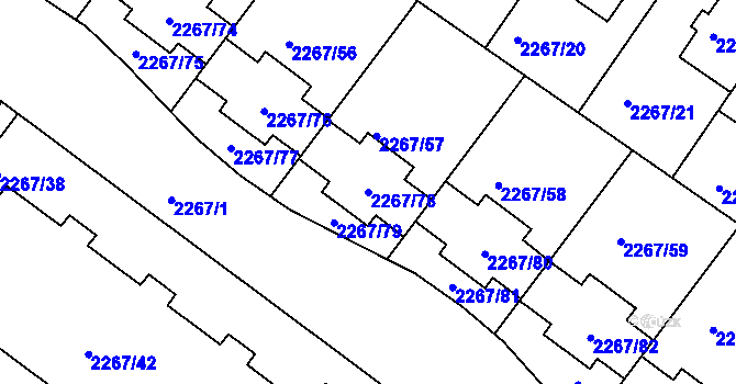 Parcela st. 2267/78 v KÚ Znojmo-město, Katastrální mapa