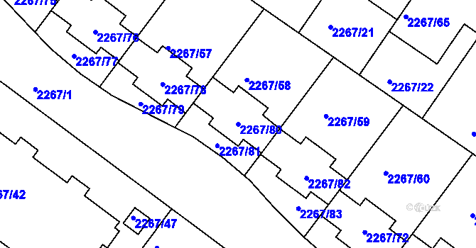 Parcela st. 2267/80 v KÚ Znojmo-město, Katastrální mapa