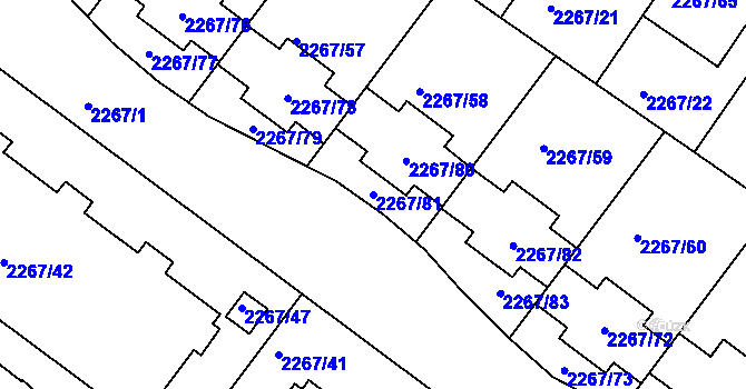 Parcela st. 2267/81 v KÚ Znojmo-město, Katastrální mapa
