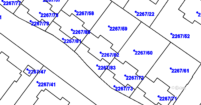 Parcela st. 2267/82 v KÚ Znojmo-město, Katastrální mapa