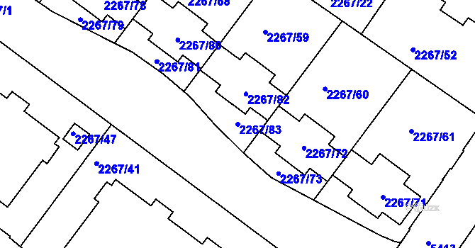 Parcela st. 2267/83 v KÚ Znojmo-město, Katastrální mapa