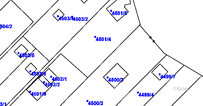 Parcela st. 4501/7 v KÚ Znojmo-město, Katastrální mapa